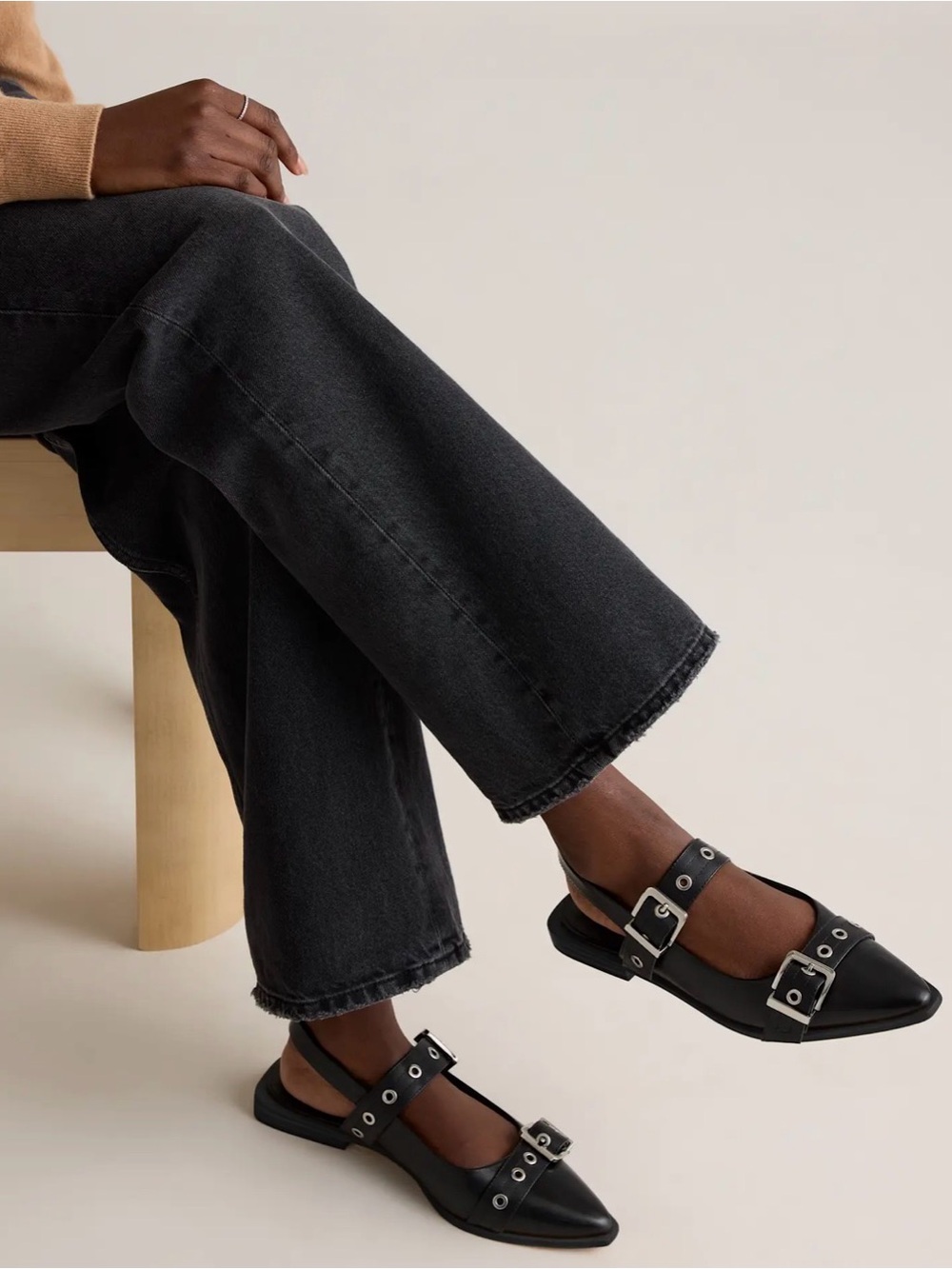 NWOB Quince leather bold buckle slingback flats - Picture 8 of 15